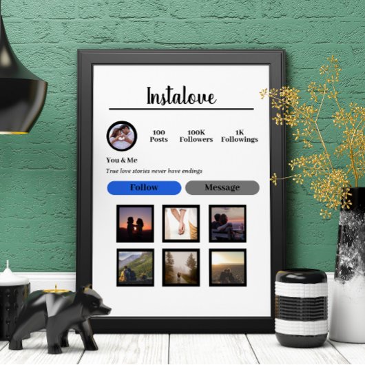 Gepersonaliseerde Instagram feed Fotocollage, wall Poster