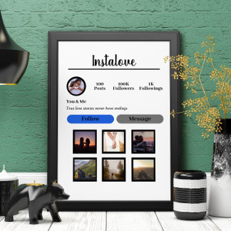 Gepersonaliseerde Instagram feed Fotocollage, wall Poster