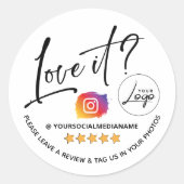 Gepersonaliseerde Instagram Review verpakking Ronde Sticker (Voorkant)
