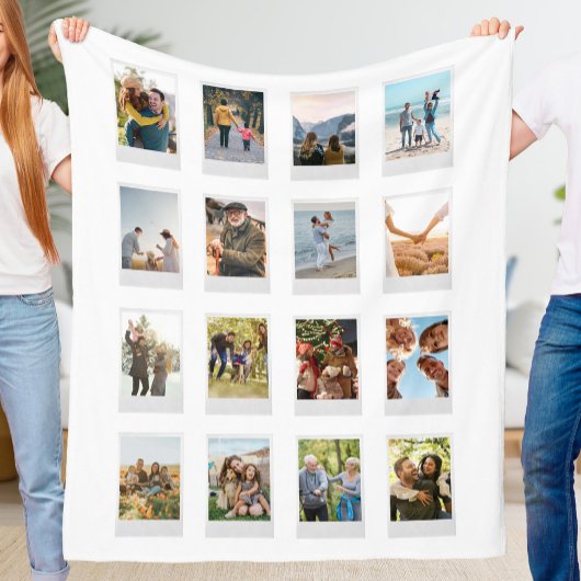 Gepersonaliseerde Instant Film 16 Fotocollage Fleece Deken
