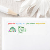 Gepersonaliseerde internationale vrolijke kerst etiket (Insitu)