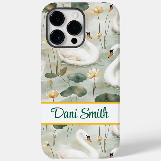 Gepersonaliseerde iPhone 14 Pro Max hoesje zwanen (Achterkant)