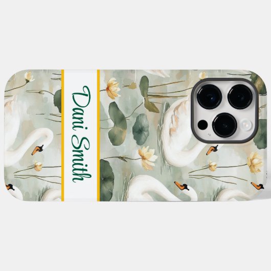 Gepersonaliseerde iPhone 14 Pro Max hoesje zwanen (Achterkant (horizontaal))