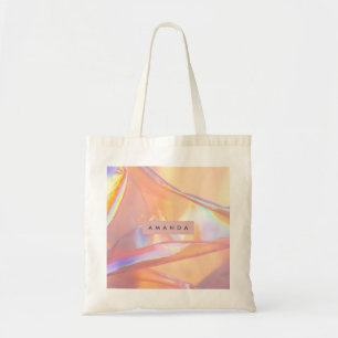 Gepersonaliseerde iriserende pastel holografische  tote bag