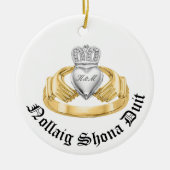 Gepersonaliseerde Irish Claddagh - Nollaig Shona D Keramisch Ornament (Voorkant)