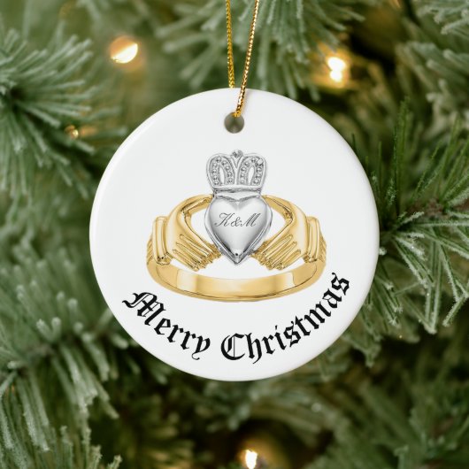 Gepersonaliseerde Irish Claddagh - Nollaig Shona D Keramisch Ornament (Boom)