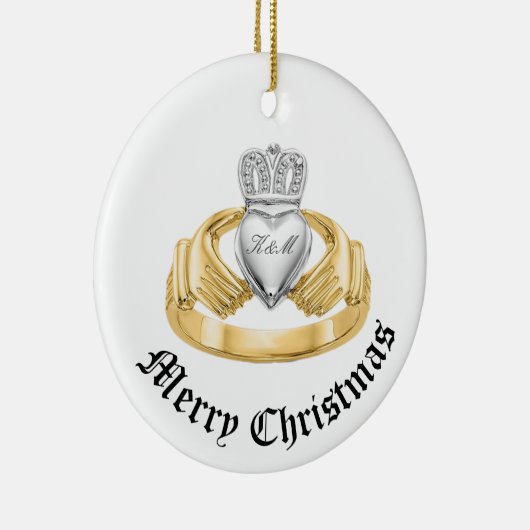 Gepersonaliseerde Irish Claddagh - Nollaig Shona D Keramisch Ornament (Rechts)