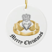 Gepersonaliseerde Irish Claddagh - Nollaig Shona D Keramisch Ornament (Voorkant)