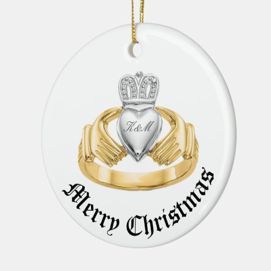 Gepersonaliseerde Irish Claddagh - Nollaig Shona D Keramisch Ornament (Links)
