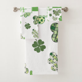Gepersonaliseerde Irish Green Clover St Patrick's Bad Handdoek