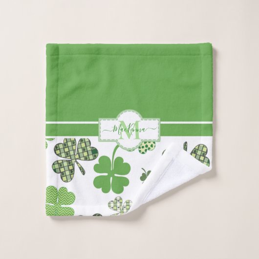 Gepersonaliseerde Irish Green Clover St Patrick's Bad Handdoek (Wasdoekje)