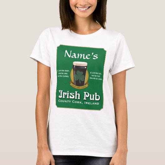 Gepersonaliseerde Irish Pub Babydoll T-shirt (Voorkant)