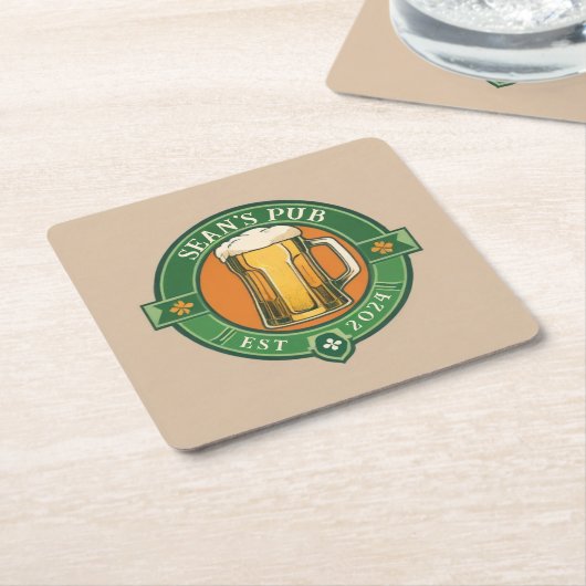 Gepersonaliseerde Irish Pub Onderzetter Gepersonal (Schuin)