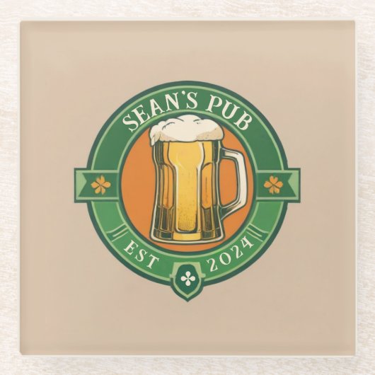 Gepersonaliseerde Irish Pub Onderzetter met aangep (Voorkant)