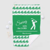 Gepersonaliseerde IRISH SHAMROCK Swing To The Lord Golfhanddoek (Insitu)
