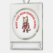 Gepersonaliseerde Ironcat Reindeer Spelletjes Verzilverd Banner Ornament (Links)