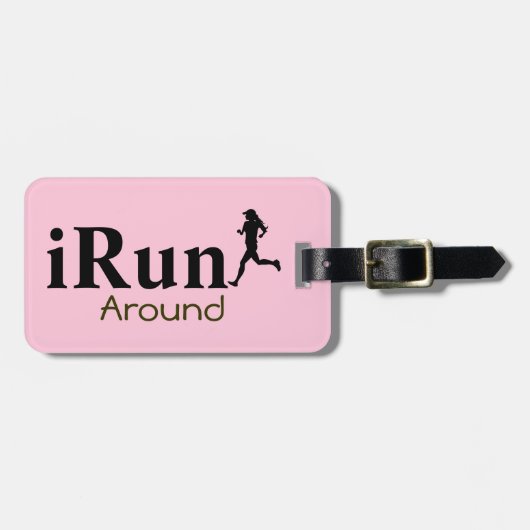 Gepersonaliseerde iRun rond humoristisch Bagagelab Bagagelabel (Voorkant horizontaal)