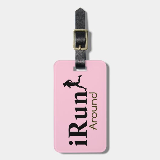 Gepersonaliseerde iRun rond humoristisch Bagagelab Bagagelabel (Voorkant verticaal)