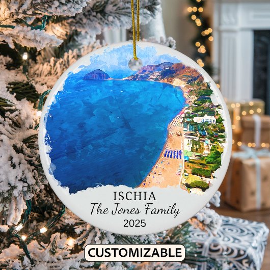 Gepersonaliseerde Ischia Ornament, Italië Gift Keramisch Ornament