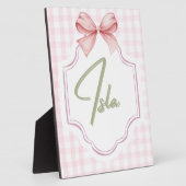 Gepersonaliseerde Isla Baby Girl Nursery Bow & Gin Fotoplaat (Zijkant)