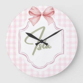 Gepersonaliseerde Isla Baby Girl Nursery Bow & Gin Grote Klok