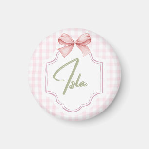 Gepersonaliseerde Isla Baby Girl Nursery Bow & Gin Magneet