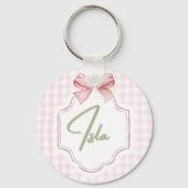 Gepersonaliseerde Isla Baby Girl Nursery Bow & Gin Sleutelhanger (Voorkant)