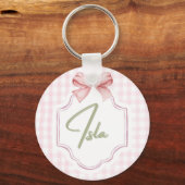 Gepersonaliseerde Isla Baby Girl Nursery Bow & Gin Sleutelhanger (Voorkant)