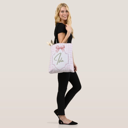 Gepersonaliseerde Isla Baby Girl Nursery Bow & Gin Tote Bag (Op model)