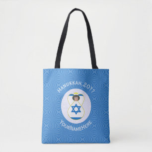 Gepersonaliseerde Israëlische engel Hanukkah-vlag Tote Bag