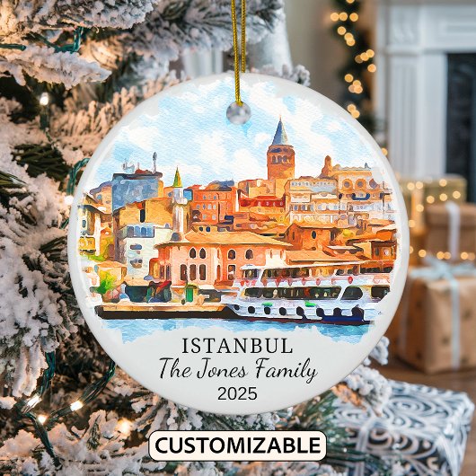 Gepersonaliseerde Istanboel Ornament, Turkije Gift Keramisch Ornament