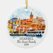 Gepersonaliseerde Istanboel Ornament, Turkije Gift Keramisch Ornament (Voorkant)