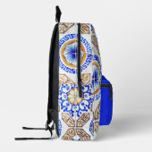 Gepersonaliseerde Italiaanse Blauwe Mozaïek Bedrukte Rugzak (Links)