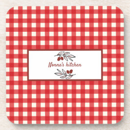 Gepersonaliseerde Italiaanse Red Gingham Koken Bier Onderzetter
