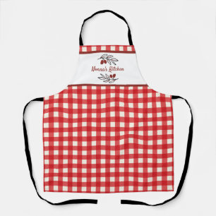 Gepersonaliseerde Italiaanse Red Gingham Koken Schort