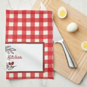 Gepersonaliseerde Italiaanse Red Gingham Koken Theedoek (Quarter Fold)