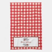 Gepersonaliseerde Italiaanse Red Gingham Koken Theedoek (Verticaal)