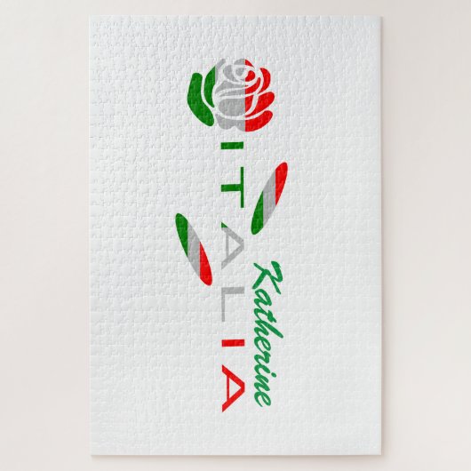 Gepersonaliseerde Italiaanse Roze Vlag Legpuzzel (Verticaal)
