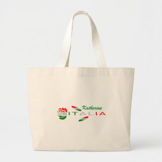 Gepersonaliseerde Italiaanse vlag Roos Grote Tote Bag