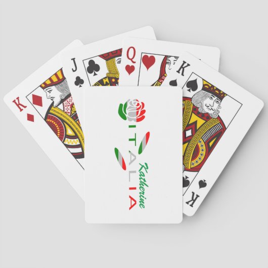 Gepersonaliseerde Italiaanse vlag Roos Pokerkaarten (Achterkant)