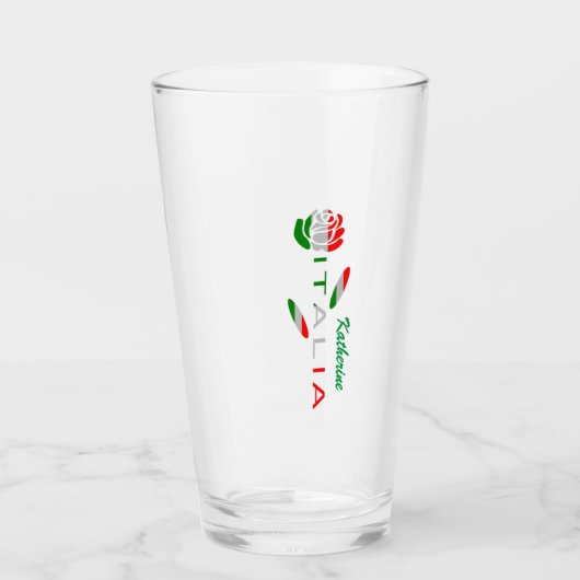 Gepersonaliseerde Italiaanse vlag Roze Glas (Voorkant)