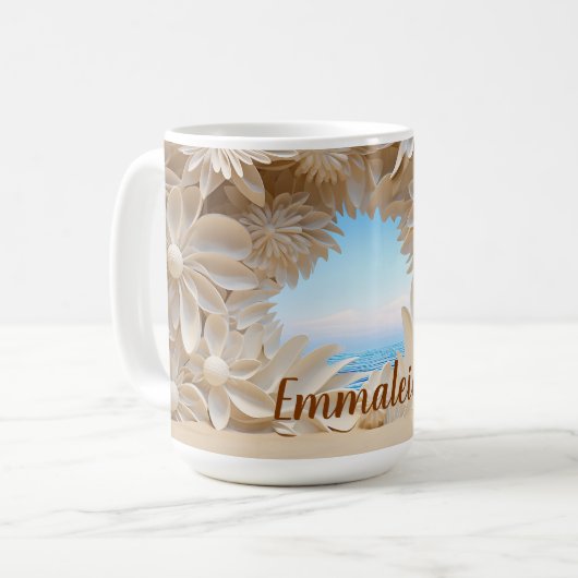 Gepersonaliseerde Ivoorkust 3D look Beach Koffiemok (Voorkant links)