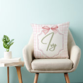 Gepersonaliseerde Ivy Baby Girl Nursery Bow & Ging Kussen (Stoel)