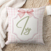 Gepersonaliseerde Ivy Baby Girl Nursery Bow & Ging Kussen (Deken)