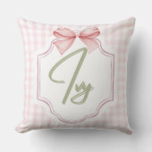 Gepersonaliseerde Ivy Baby Girl Nursery Bow & Ging Kussen (Voorkant)