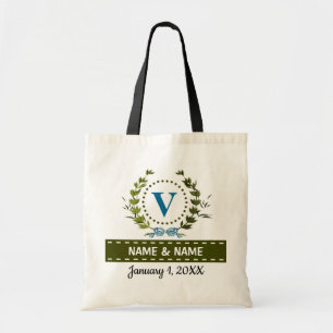 Gepersonaliseerde Ivy Wreath Weddenschap Datum Mon Tote Bag