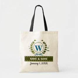 Gepersonaliseerde Ivy Wreath Weddenschap Datum Mon Tote Bag