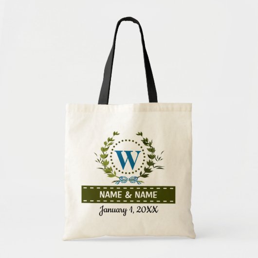 Gepersonaliseerde Ivy Wreath Weddenschap Datum Mon Tote Bag (Voorkant)