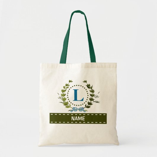 Gepersonaliseerde Ivy Wreath Wedding Date Monogram Tote Bag (Voorkant)