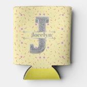 Gepersonaliseerde J Initiaal Silver Monogram Jouw  Blikjeskoeler (Voorkant)